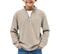 Dasongff Sweat Enfant Garcon sans Capuche Pull Zippé Casual Sweat Shirt Col Camionneur Décontracté Sport Coupe Regular