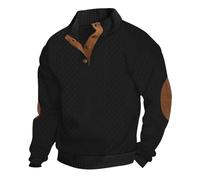 Dasongff Sweat Homme sans Capuche Jacquard Pull Homme Col Montant Pullover 1/4 Boutons Pression Tricot Gaufré Pullover Manches Longues et Poignets Côtelés pour la Ville, Les Voyages et Loisirs