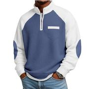 Dasongff Sweat Homme sans Capuche Tricot Gaufré Pull Finement Côtelé Zippé 1/4 Pullover Tricoté Jacquard Sweatshirts Waffle Manches Longues Coupe Slim Pull Col Roulé Fine Basic