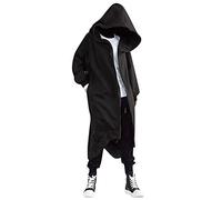Dasongff Sweat Longue Homme Zippé à Capuche Veste Polaire Hommes avec Capuche Hooded Sweatshirt Gothique Couleur Unie à Manches Longues Blouson Goth Punk Automne Hiver Cardigan Long