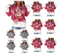 Dasongff Sweatshirt Femme Aesthetic Imprimé T-Shirts à Manches Longues Col Rond Femmes Sweat Manches Longues Imprimé Blouses Dames Chic Pas Chère Grande Taille Léger Déguisement de Noël