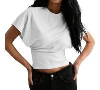 Dasongff T-Shirts à Manches Courtes Femme Col Rond Haut Femme Sexy Slim Couleur Unie Décontracté Été Y2K Chic Et Élégant Passe-Partout De Tous Les Jours Sortir Streetwear Moulant Confortable Top