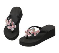 Dasongff Tong Sandale de Plage Semelle Souple Été Femme Élégant Papillon/Fleurs Claquette Semelle Epaisse Tongs Pantoufles Flip Flops Slippers Femmes Été Ado Filles Claquettes Strass