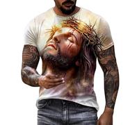 Dasongff Tshirt Pâques Homme Tee Shirt Impression de Jésus Coupe Slim Chemise Hawaienne Golf T Shirt Compression Debardeur Musculation Tee Shirt Papa Tshirt Papa