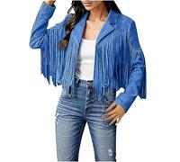 Dasongff Veste Indienne Femme Gilet Manteaux Mode Veste de Cowboy Ethnique Style Manches Longues Glands Veste Western Cowgirl Franges Tops Cardigan Outwear Automne Hiver