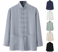 Dasongff Veste Kung Fu Loose, Tai Chi Uniforme Hommes Chinoise Kung Fu Vêtements Coton Linge de Linge Vêtements Chun, Manches Longues Tang Costume Hanfu Veste Hanfu