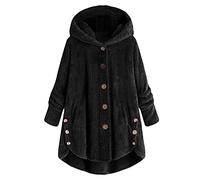 Dasongff Veste Polaire Femme Chaude Manteau Polaire Chaud Col Roulé Tops Chapeau Mode Hiver Grand Taille Bouton Manteau Pelucheux Tail Tops Sweat à Capuche Pull Loose Veste Parka en Peluche