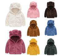 Dasongff Veste Teddy à Capuche avec Oreilles d'ours pour Garçons et Filles Enfants Hoodie Polaire Zippés Sweat-Shirt Bébé Manteau Automne Hiver Chaude Manche Longue Fille Garçon 1-5 Ans