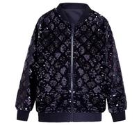 DASONLUE Blouson bomber pour homme à paillettes - Veste de sport brillante métallique - Veste d'aviateur rétro tendance - Veste d'hiver brillante, Noir , M