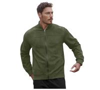 DASONLUE Blouson bomber pour homme - Couleur unie - En daim - Col montant - Fermeture éclair intégrale - Veste d'extérieur en daim - Veste demi-saison - Veste de baseball décontractée, vert, M
