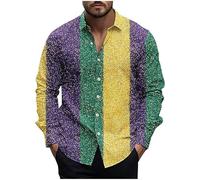 DASONLUE Costume de carnaval pour homme - Chemise à manches longues des années 70 et 60 - Style hip-hop - Disco - Nouvel An - Chemise avec boutons - Haut de loisirs, jaune, 5XL