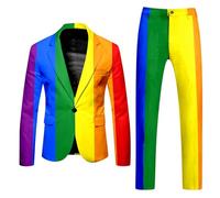 DASONLUE Pride Tenue arc-en-ciel pour homme - 2 pièces - Pantalon sportif - Confettis - Années 80 et 90 - Néon - Multicolore - Carnaval - Fête à thème - Coupe ajustée - Vêtement hippie, Multicolore 1