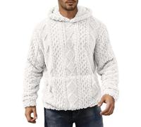 DASONLUE Pull en polaire pour homme - Pull d'hiver épais en peluche - Cordon de serrage - Sweat à capuche en polaire - Automne et hiver - Pull en polaire coupe-vent d'extérieur, Blanc., 3XL