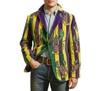 DASONLUE Sakko Veste de costume sportive à revers pour homme Oldschool Corduroy - Motif imprimé - Veste blazer classique slim fit - Veste d'hiver à manches longues, Violet (02), 4XL