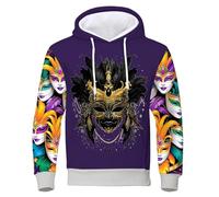 DASONLUE Sweatshirts et sweats à capuche pour hommes Carnaval Sweat à capuche Coupe ajustée Pulls d'hiver Imprimé amusant Sweat à capuche Bloc de couleurs Sweat à capuche Sweat à capuche décontracté