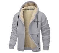 DASONLUE Vestes en polaire d'extérieur pour homme - Couleur pure - Vestes d'hiver - Coupe ajustée - Avec capuche - Veste thermique en peluche épaisse - Avec doublure en polaire - Veste d'extérieur non