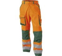 Dassy Pantalon haute visibilité mit Poches genouillères Chicago PESCO74 Neonorange/vert bouteille 48/Kurz