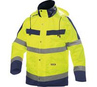 Dassy Parka de pluie haute visibilité Atlantis PES70 Neonjaune/bleu foncé L
