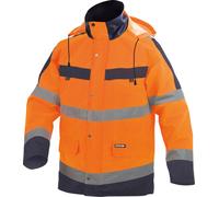 Dassy Parka de pluie haute visibilité Atlantis PES70 Neonorange/bleu foncé XL