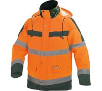 Dassy Parka de pluie haute visibilité Atlantis PES70 Neonorange/vert bouteille XS
