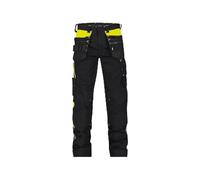 DASSY® Shanghai Pantalon de travail stretch multipoches avec poches genoux - taille 58 - NOIR/JAUNE FLUO