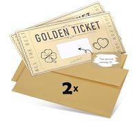 DasWas 2x Carte à gratter Ticket d'Or - Carte Cadeau à Remplir avec Autocollant à Gratter - Cartes Cadeaux et Billets à Faire Soi-Même - Cadeau Personnalisé Enveloppe Scintillante