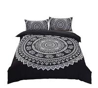 DasyFly Parure de lit 3 pièces avec Housse de Couette et Housse de Couette pour lit King Size Motif éléphant Noir/Blanc