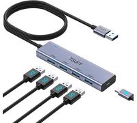 Data Hub USB 3.0, 4 Ports USB 3.0 et 5 Gbit/s, Hub USB et 120CM Long Cable, Boîtier en Aluminium Port USB Multiple