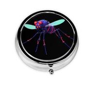 Data Mosquito Virus Mini boîte à pilules ronde, peut être mise dans un portefeuille, une poche, légère et pratique, pilulier à 3 compartiments, pilulier portable,