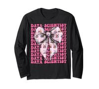 Data Scientist Science Graph Girl Coquette Bow Rose Manche Longue