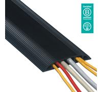 Dataflex Protège-Câbles Sol 150cm, 3 Goulottes Séparées Données/Alimentation, Fixation Adhésive, Section Max 7mm, Noir, Réf. 31.153