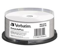 Verbatim Blu-ray BD-R DL DataLifePlus – Pack de 25 – 50 Go – 6x – Surface imprimable