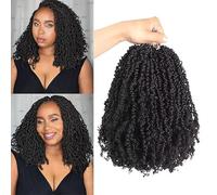 Datanala Yanky Twists Lot de 9 paquets d'extensions de cheveux tressés au crochet avec boucles pré-bouclées au crochet pour femme (1B#, 35,6 cm)