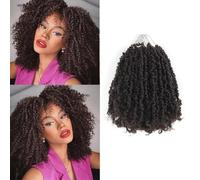 Datanala Yanky Twists Lot de 9 paquets d'extensions de cheveux tressés au crochet avec boucles pré-bouclées pour femme Couleur 4# 25,4 cm