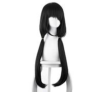 DATE A LIVE Tokisaki Kurumi Cosplay perruque pour les femmes longues droites cheveux synthétiques 100 cm pince pince queue de cheval Costume de fête perruque noir droite