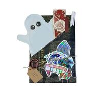 Date avec un livre, Halloween sorcière aveugle date avec un livre - Carte d'horreur faite à la main pour la lecture, l'appréciation des enseignants, la bibliothèque