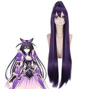 Date d'anime un prince en direct Yatogami Tohka violet foncé longs cheveux Cosplay femmes perruques + casquette de perruque gratuite