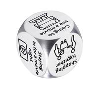Date Night Dice - jeu romantique en acier inoxydable, dés de couple gravés avec astuce randomisée | Cadeau drôle pour petit ami petit ami, divertissement en soirée, relation, plan en s