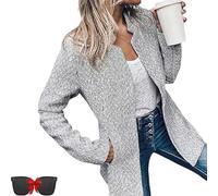 Datebacko Women's Solid Color Pocket Long Sleeve Open Front Coat,Stand Collar Slim Fit Blazer,Casual Work Twill Blazer (#1,TG)