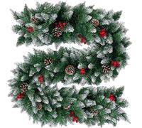 DATEFUN Guirlande de Noël Artificielle 2.7m en PVC, Guirlande Sapin Decoration Noel Intérieure et Extérieure avec Pommes de Pin pour Cheminée, Escalier, Sapin de Noël, Jardin (270 Conseils)
