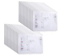 DATEFUN Pochette Plastique A4 Tridimensionnelle 10pcs - Transparente Imperméable avec 11 Trous et Etiquette - Porte Document Réutilisable pour Documents, Papier, Cartes (Blanc)