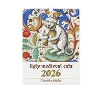 Dates faciles à lire - Illustrations créatives de dessin animé - Calendrier 2026 - Mur d'art avec feuilles de papier épaisses - Marquage de date coloré