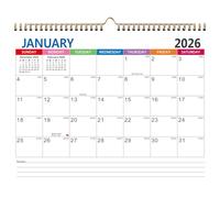 Dates faciles à lire, illustrations créatives en anglais, calendrier 2026, mur d ' art avec feuilles de papier épaisses, marquage de Date en couleur colorée