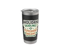 Dates limites de vacances Peppermint Dreams Bureau Santa Fun Gobelet isotherme en acier inoxydable double paroi