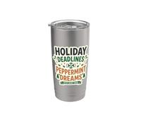 Dates limites de vacances Peppermint Dreams Bureau Santa Fun Gobelet isotherme en acier inoxydable double paroi