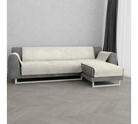 Datex “Glamour” Housse de canapé antidérapante avec chaise-longue droite, Crème, 290cm