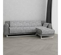 Datex “Glamour” Housse de canapé antidérapante avec chaise-longue droite, Gris foncé, 240cm