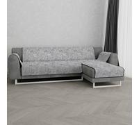 Datex “Glamour” Housse de canapé antidérapante avec chaise-longue droite, Gris foncé, 290cm
