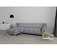 Datex “Glamour” Housse de canapé antidérapante avec chaise-longue gauche, Bleu foncé, 290cm