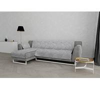 Datex “Glamour” Housse de canapé antidérapante avec chaise-longue gauche, Gris clair, 240cm